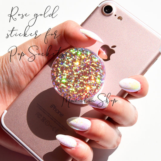 Disco Crystal Rose Gold sticker forPopSockets holographic real glitter –  ManiliaShop